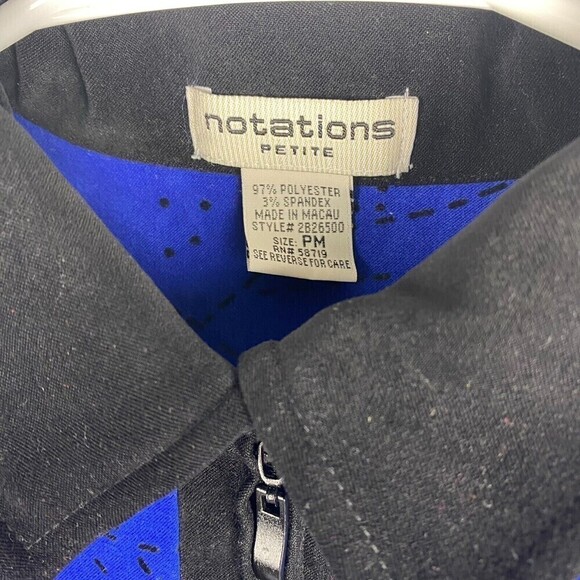 Notations Jacket Womens Medium Petite Blue Black Lightweight Full Zip Casual - Picture 5 of 6